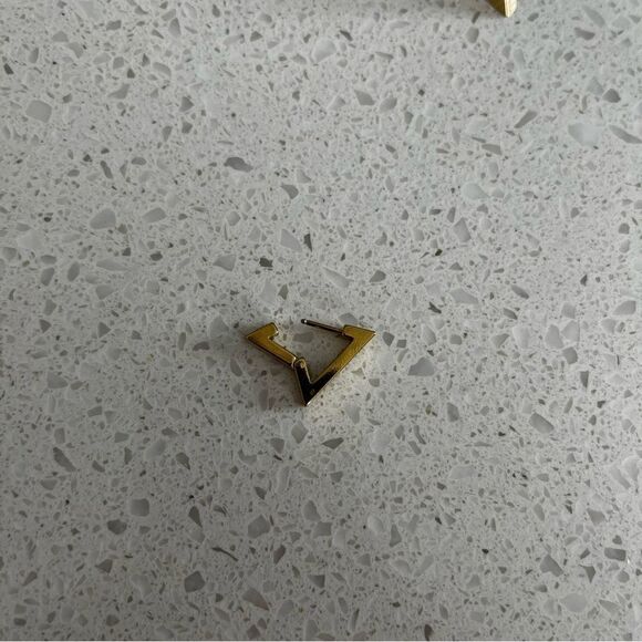 Geometric Triangle Stainless Steel Earrings, Smooth Ear Stud, Trendy Earrings - Picture 6 of 14